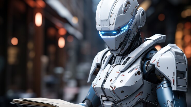 Free Photo close up on anthropomorphic robot working in delivery