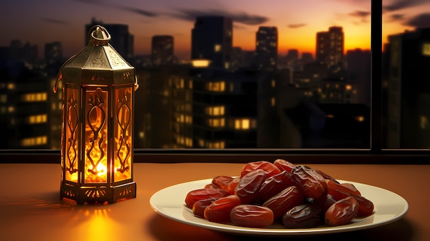 Free photo close up on appetizing ramadan meal