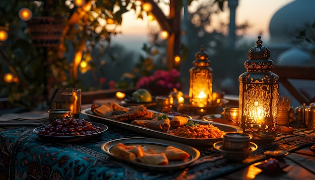 Foto gratuita prossimo piano sull'appetitoso pasto del ramadan