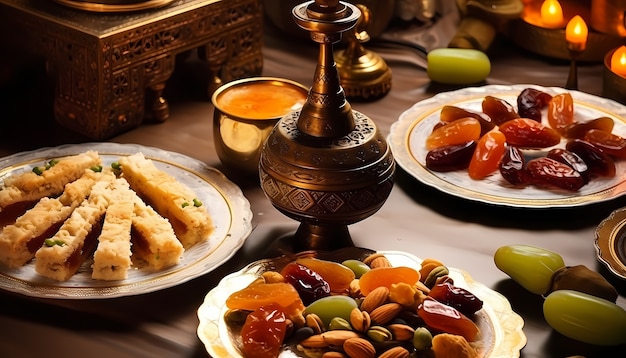 Foto gratuita prossimo piano sull'appetitoso pasto del ramadan