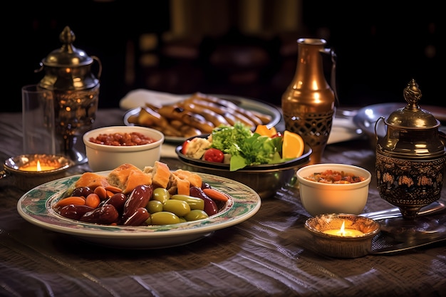 Foto gratuita prossimo piano sull'appetitoso pasto del ramadan