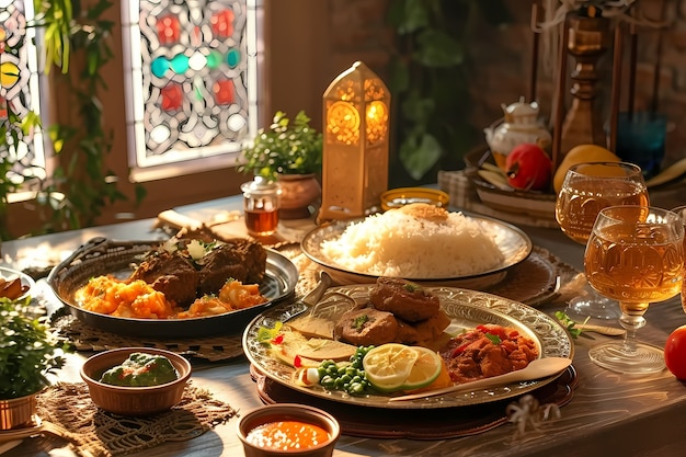 Foto gratuita prossimo piano sull'appetitoso pasto del ramadan