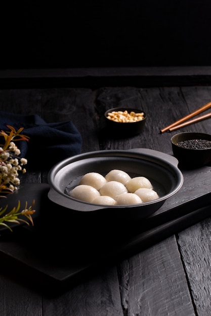 Close up on appetizing tangyuan bowl