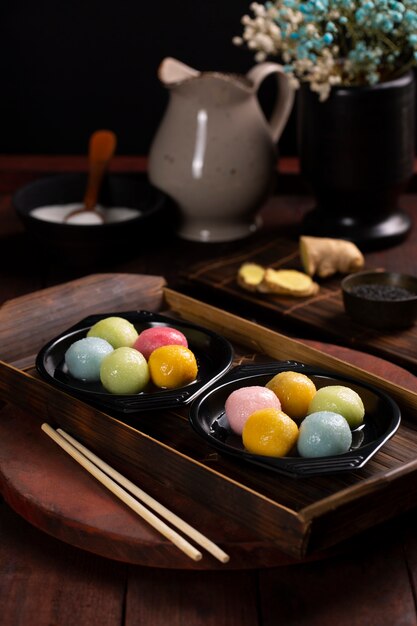 Close up on appetizing tangyuan bowl