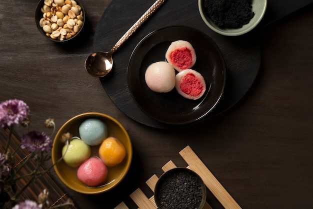 Close up on appetizing tangyuan bowl