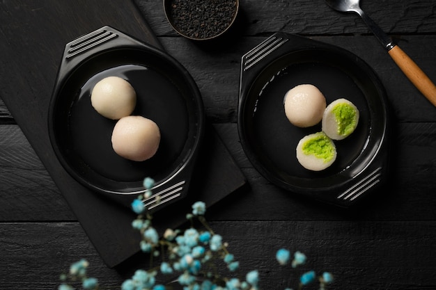 Primo piano su un'appetitosa ciotola tangyuan