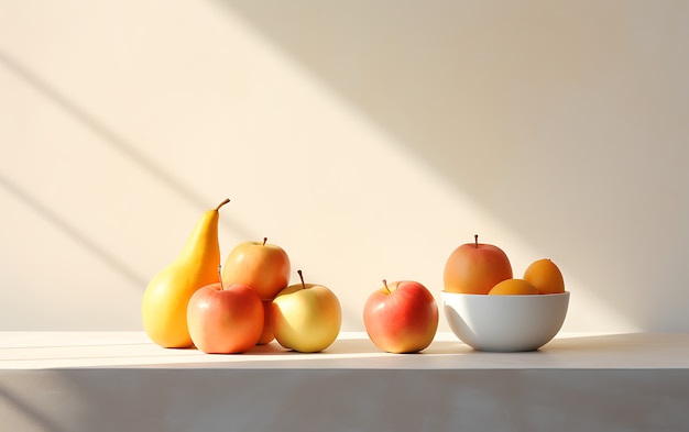 Free photo close up on apples and pear seasonal fruit for winter