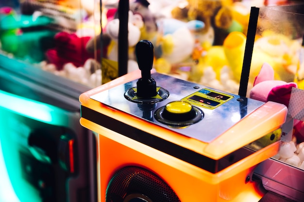 Close-up arcade machine controls