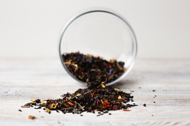 Close-up aromatic herbs on the table