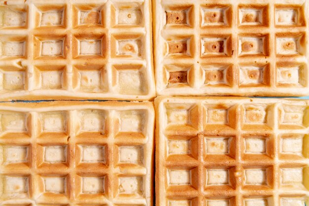 Close-up of arranged waffles