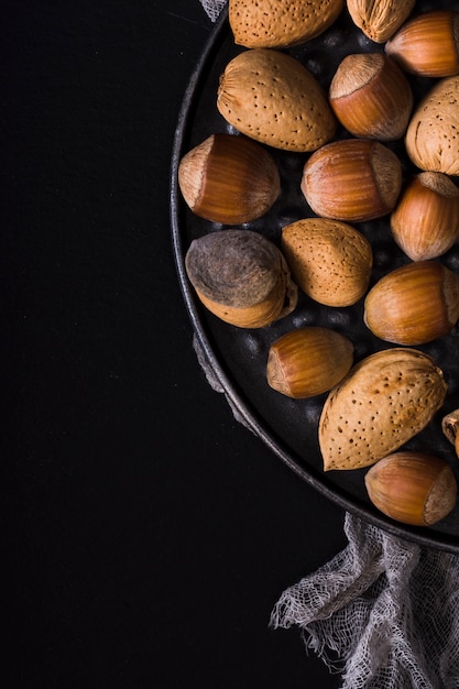 Close-up arrangement of fresh nuts