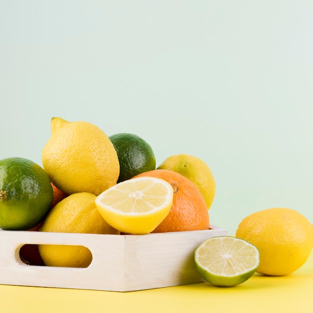 Close-up arrangement of organic fruits