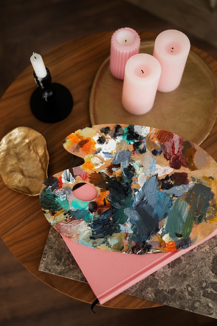 Free Photo close up on art supplies in workshop