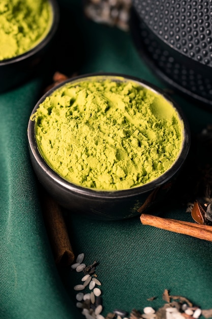 Close-up asian powdered green tea