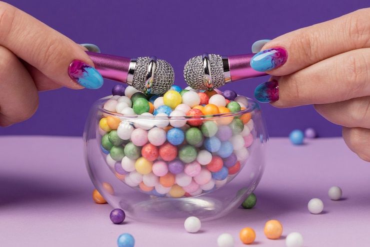Free Photo close up on asmr recording of marbles