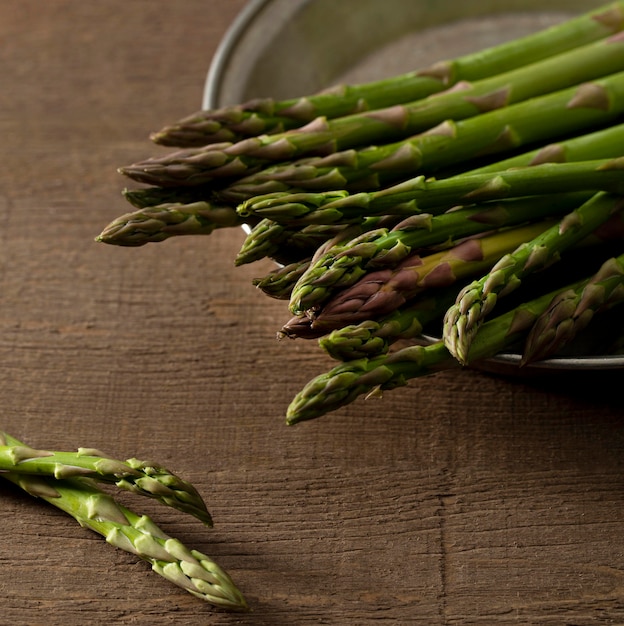 Close-up asparagus on plate