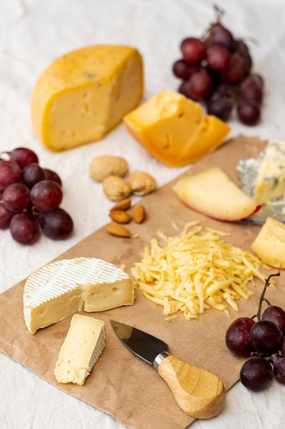 Close-up assortment of delicious snacks