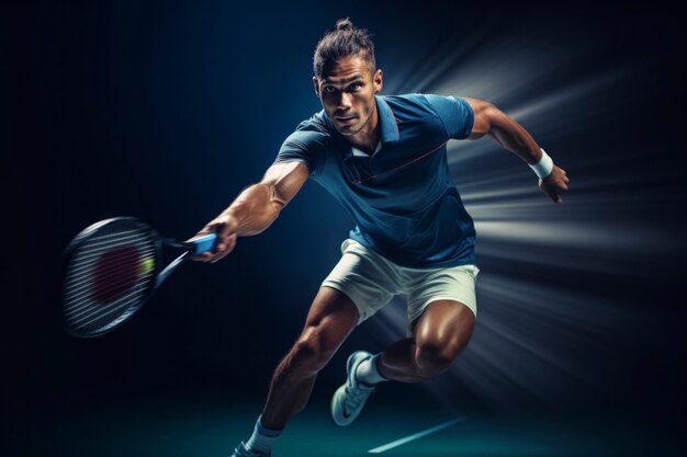 Close up on athlete playing tennis