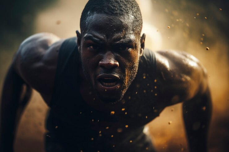Free Photo close up on athlete running