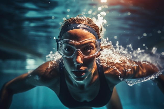 Primo piano sul nuoto dell'atleta