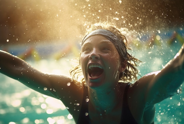 Free photo close up on athlete swimming