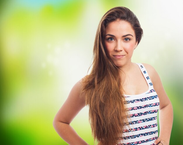 Close-up of attractive woman with long hair