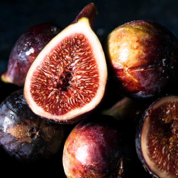 Close-up of autumn figs on plate