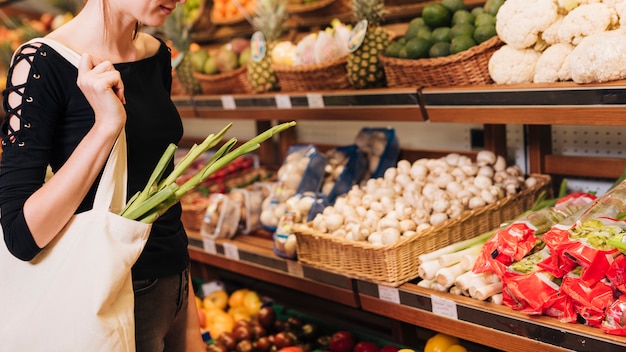 Close-up bag with green onion