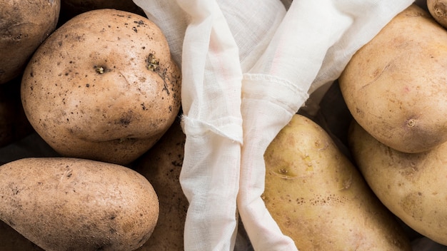 Close-up bags of potatoes