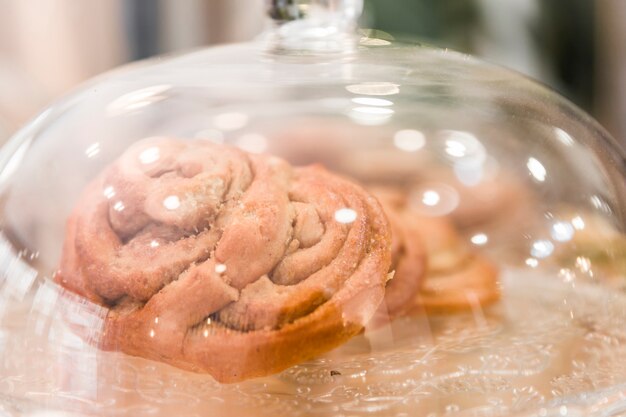 Close-up of baked food in cloche