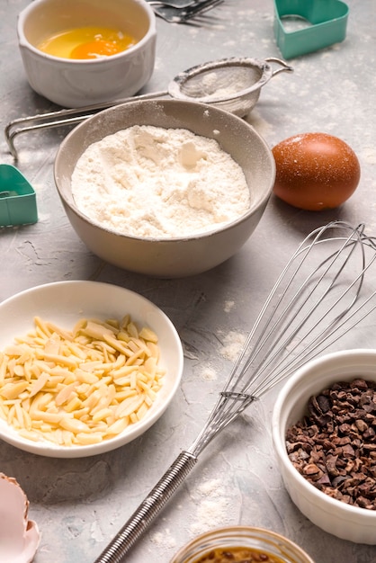 Close-up baking supplies on the table