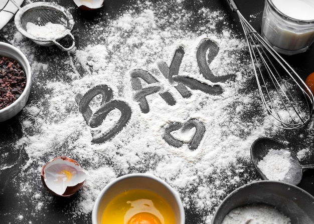 Close-up baking supplies on the table