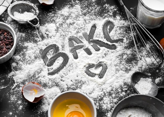 Close-up baking supplies on the table