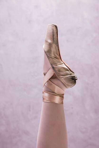 Close up ballerina pointe shoe