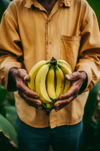 Close up on banana farmer