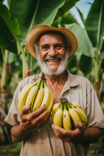Близкий взгляд на бананового фермера