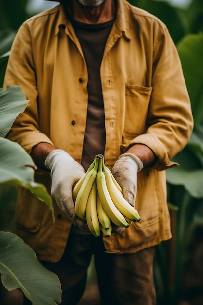 Free photo close up on banana farmer