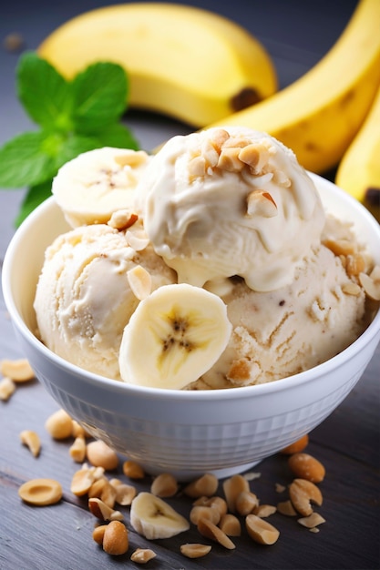 Foto gratuita un primo piano sul gelato alla banana