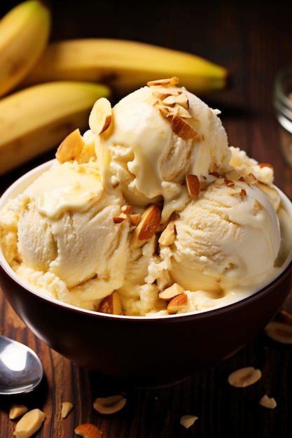 Free photo close up on banana ice cream