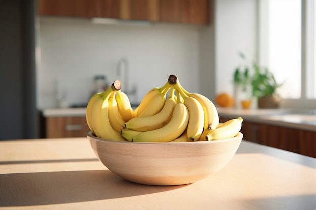 Free photo close up on banana on kitchen counter