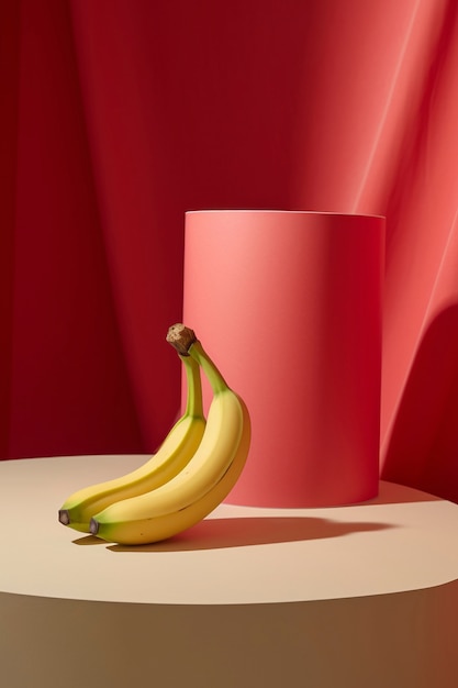 Close up on banana on podium