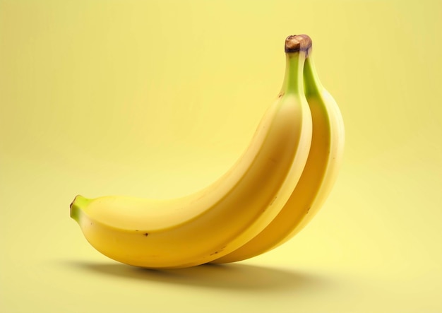 Free photo close up on banana on yellow background