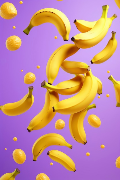 Foto gratuita prossimo piano sulle banane che galleggiano