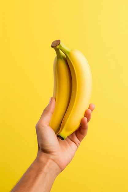 Close up on bananas in hand