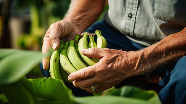 Foto gratuita close up su banane in mano