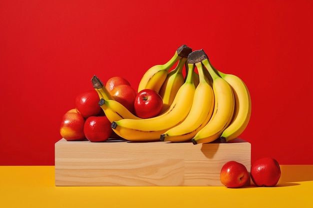 Close up on bananas with tomatoes