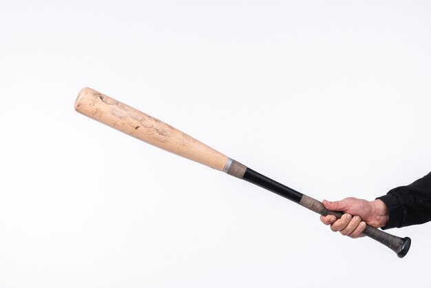 Close-up of baseball bat with copy space