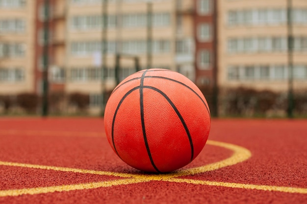 Close up of a basketball ball
