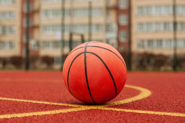 Close up of a basketball ball