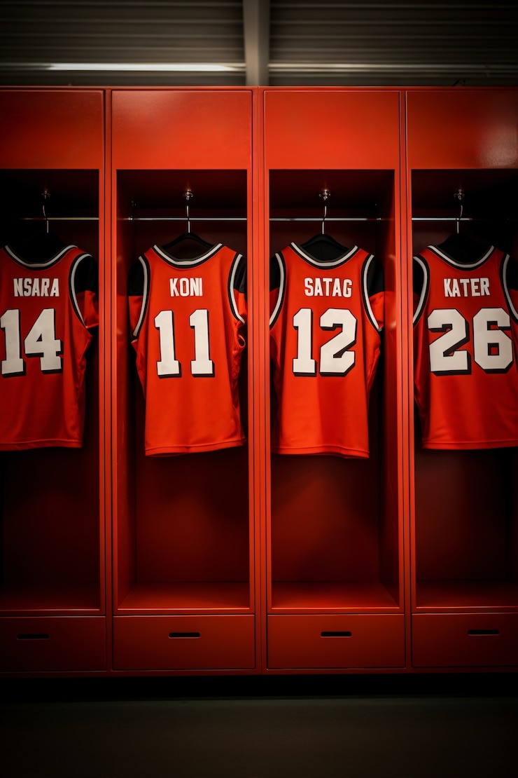Free Photo close up on basketball locker with equipment